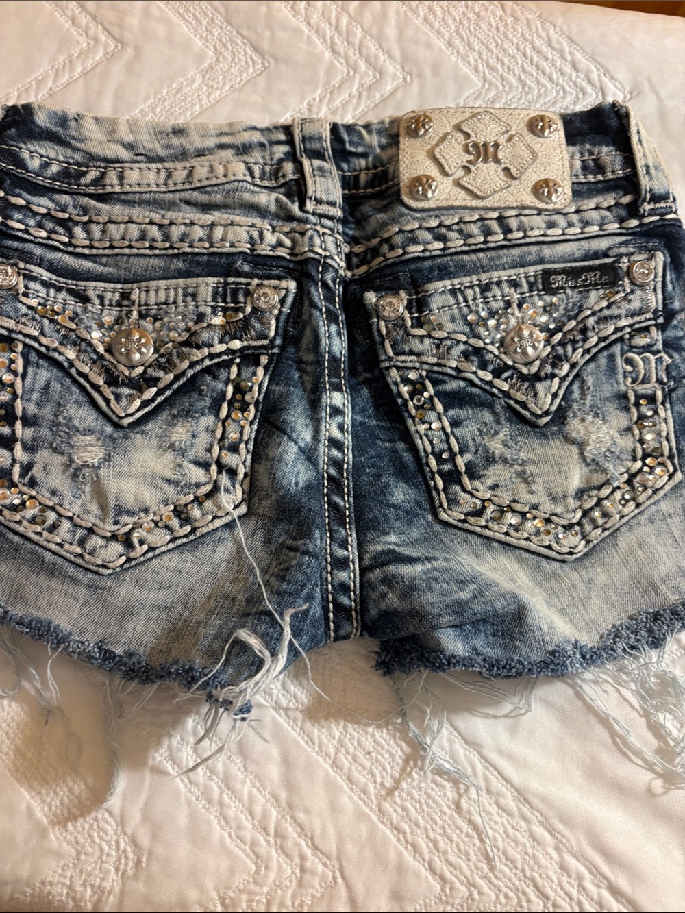 Miss Me Blue Acid-Wash Embellished Back Pocket Jeans - Picture 4 of 4